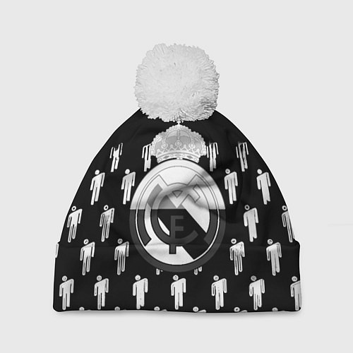 Шапка c помпоном Реал Мадрид люди краски / 3D-Белый – фото 1
