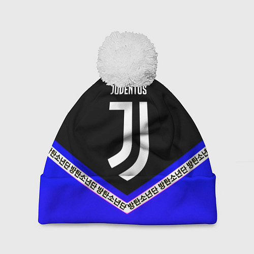 Шапка c помпоном Ювентус япония геометрия / 3D-Белый – фото 1