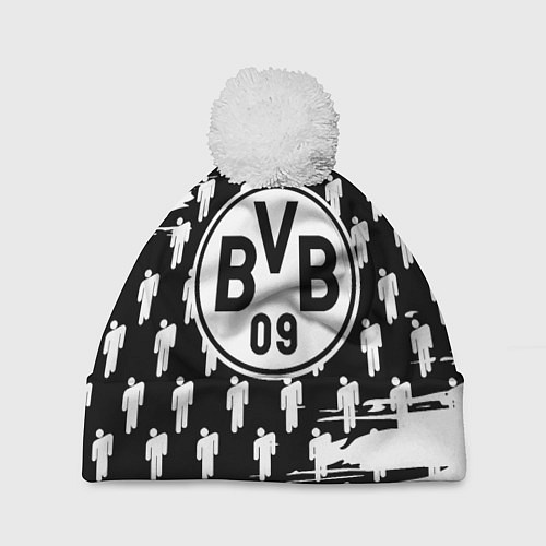 Шапка c помпоном Borussia люди краски / 3D-Белый – фото 1