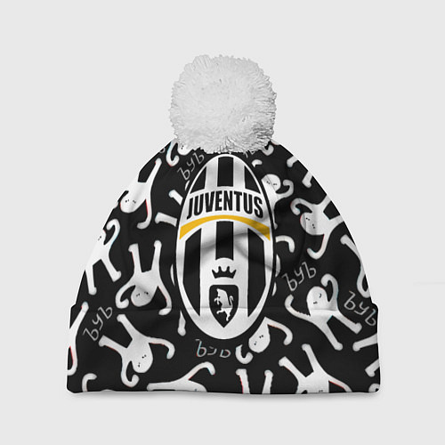 Шапка c помпоном Ювентус x Ъуъ съука / 3D-Белый – фото 1
