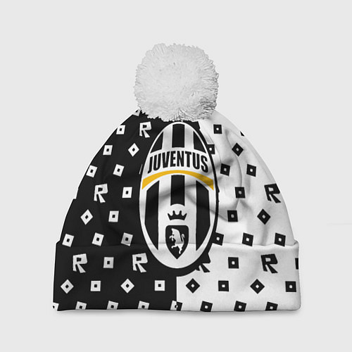 Шапка c помпоном Ювентус x роблокс / 3D-Белый – фото 1