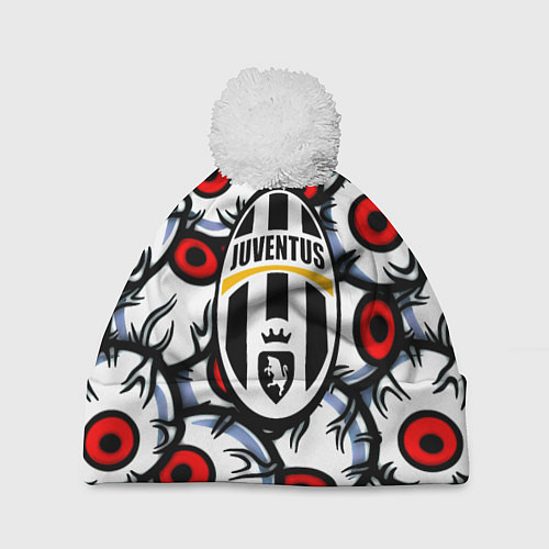 Шапка c помпоном Ювентус глаза / 3D-Белый – фото 1