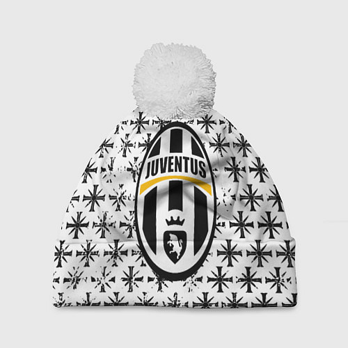 Шапка c помпоном Ювентус x Фаркрай паттерн / 3D-Белый – фото 1