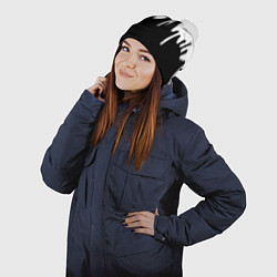 Шапка с помпоном Ювентус жидкие краски, цвет: 3D-белый — фото 2