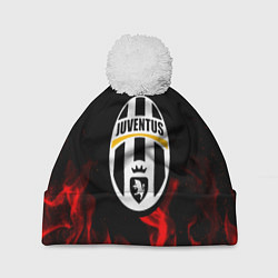 Шапка с помпоном Ювентус красный огонь, цвет: 3D-белый