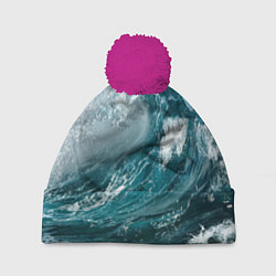 Шапка с помпоном Волна, цвет: 3D-малиновый
