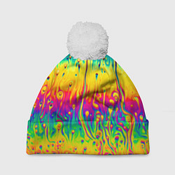 Шапка с помпоном Tie dye, цвет: 3D-белый