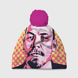 Шапка с помпоном Ленин: поп-арт, цвет: 3D-малиновый