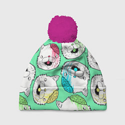 Шапка с помпоном Drop Dead: Kitty Heads, цвет: 3D-малиновый