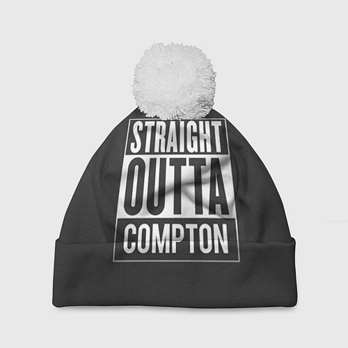 Шапка c помпоном Straight Outta Compton / 3D-Белый – фото 1