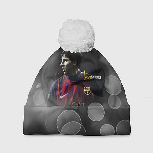 Шапка c помпоном Leo Messi / 3D-Белый – фото 1