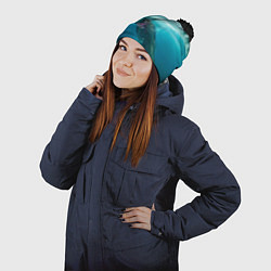 Шапка с помпоном Рыбалка на спиннинг, цвет: 3D-черный — фото 2