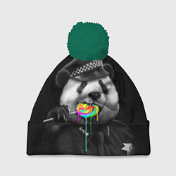 Шапка c помпоном Панда с карамелью