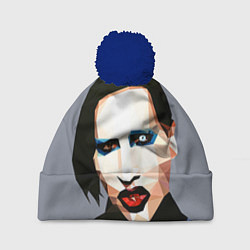 Шапка с помпоном Mаrilyn Manson Art, цвет: 3D-тёмно-синий