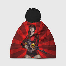 Шапка c помпоном Red alert girl