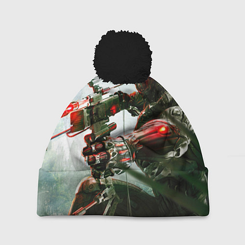 Шапка c помпоном Сrysis / 3D-Черный – фото 1