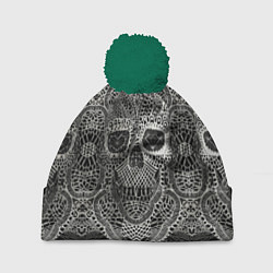 Шапка с помпоном Кружевной череп, цвет: 3D-зеленый