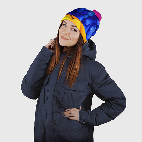 Шапка c помпоном Флаг Армении / 3D-Малиновый – фото 2