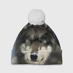 Шапка с помпоном Зимний волк, цвет: 3D-белый
