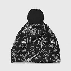 Шапка с помпоном Призрачный арт, цвет: 3D-черный