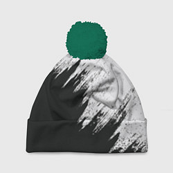 Шапка с помпоном Черно-белый разрыв, цвет: 3D-зеленый
