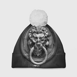 Шапка с помпоном Скульптура льва, цвет: 3D-белый