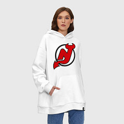 Толстовка-худи оверсайз New Jersey Devils, цвет: белый — фото 2