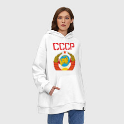 Толстовка-худи оверсайз Сделано в СССР, цвет: белый — фото 2