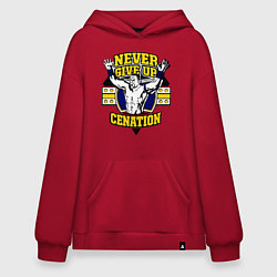 Толстовка-худи оверсайз Never Give Up: Cenation, цвет: красный