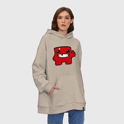 Толстовка-худи оверсайз Super Meat Boy, цвет: миндальный — фото 2