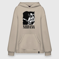 Толстовка-худи оверсайз Black Nirvana, цвет: миндальный