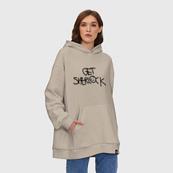 Толстовка-худи оверсайз Get sherlock, цвет: миндальный — фото 2
