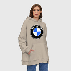 Толстовка-худи оверсайз Logo BMW, цвет: миндальный — фото 2