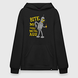 Толстовка-худи оверсайз Bite my shunny metal ass, цвет: черный