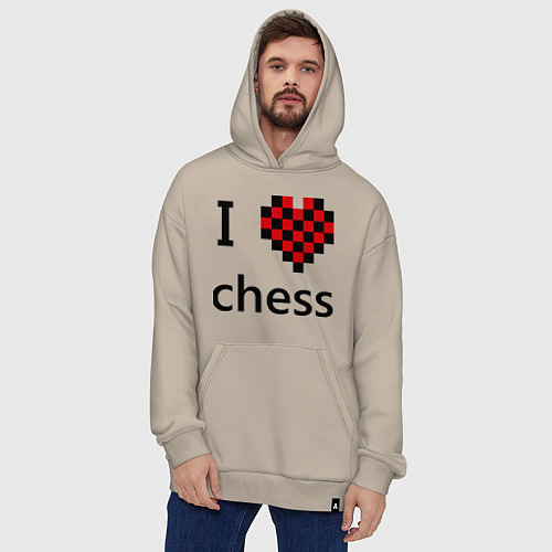 Худи оверсайз I love chess / Миндальный – фото 4