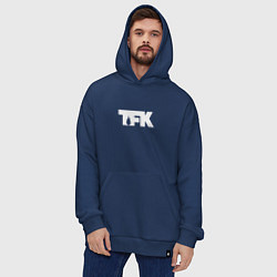 Толстовка-худи оверсайз TFK: White Logo, цвет: тёмно-синий — фото 2