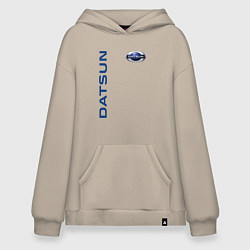 Толстовка-худи оверсайз Datsun логотип с эмблемой, цвет: миндальный