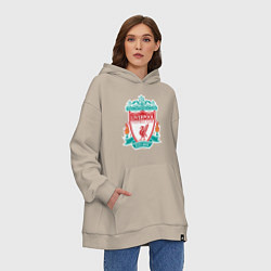 Толстовка-худи оверсайз Liverpool FC, цвет: миндальный — фото 2