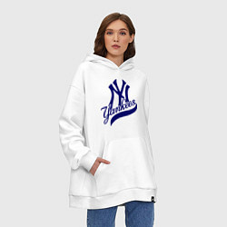 Толстовка-худи оверсайз NY - Yankees, цвет: белый — фото 2