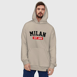 Толстовка-худи оверсайз FC Milan Est. 1899, цвет: миндальный — фото 2