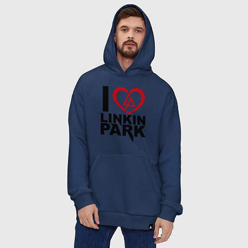 Худи оверсайз I love Linkin Park / Тёмно-синий – фото 4