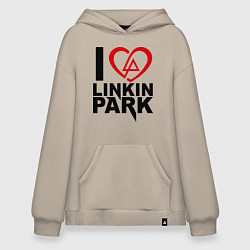 Толстовка-худи оверсайз I love Linkin Park, цвет: миндальный