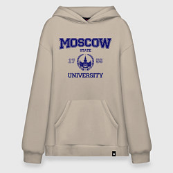 Толстовка-худи оверсайз MGU Moscow University, цвет: миндальный