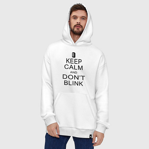 Худи оверсайз Keep Calm & Don't Blink / Белый – фото 4
