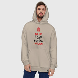 Толстовка-худи оверсайз Keep Calm & Forza Milan, цвет: миндальный — фото 2