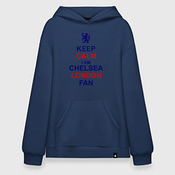 Толстовка-худи оверсайз Keep Calm & Chelsea London fan цвета тёмно-синий — фото 1