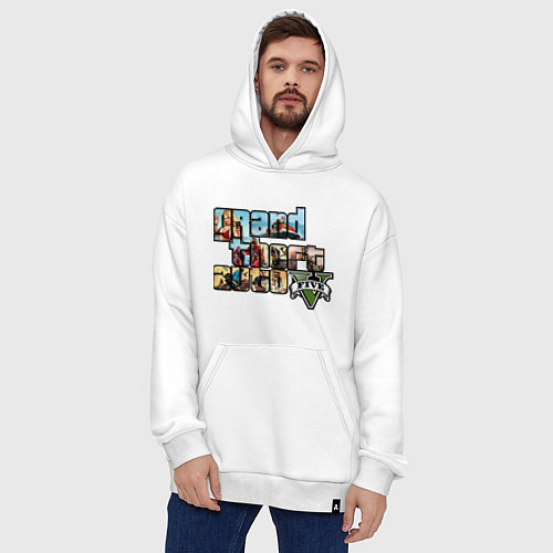 Худи оверсайз GTA 5 Stories / Белый – фото 4