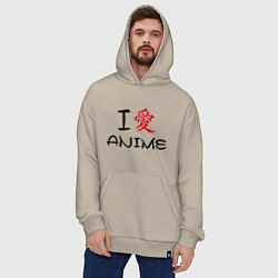 Толстовка-худи оверсайз I love anime, цвет: миндальный — фото 2