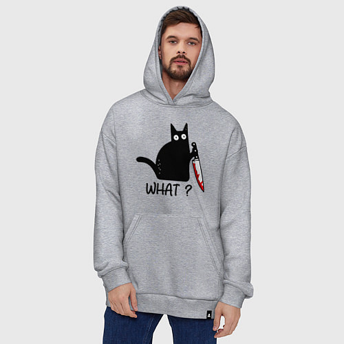 Худи оверсайз What cat / Меланж – фото 4