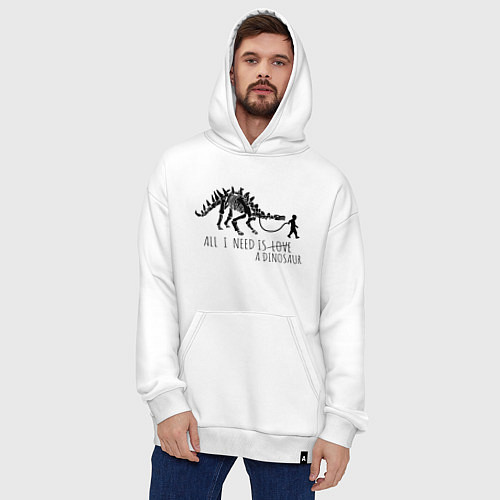 Худи оверсайз All a need is dinosaur / Белый – фото 4